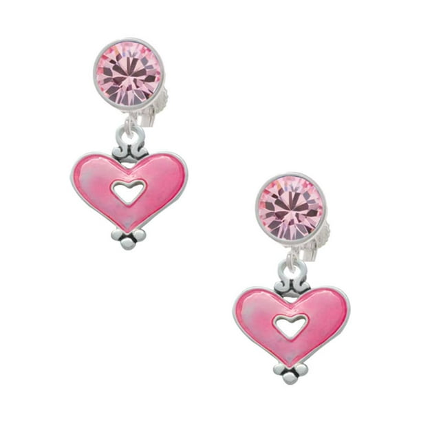 Silvertone Antiqued Giraffe Pink Crystal Clip on Earrings Silvertone Antiqued Giraffe Pink Crystal Clip on Earrings